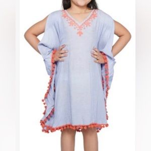 AMERICA & BEYOND PERIWINKLE ORANGE DETAIL COVER-UP Girls size 5